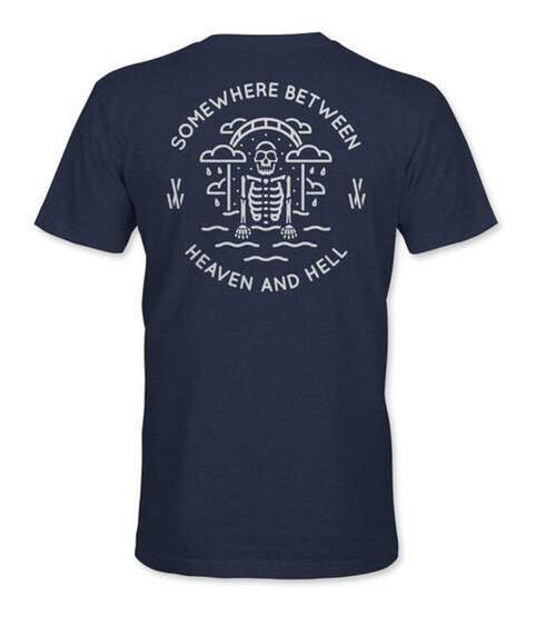 victor wrench somewhere between t-shirt in navy from the back